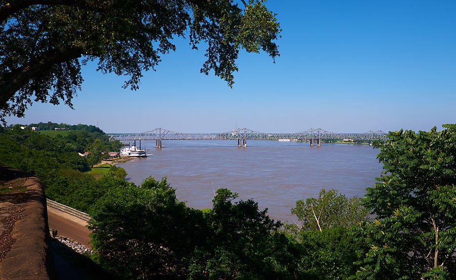 The Natchez–Vidalia Bridge over the Mighty Mississippi River, Natchez.