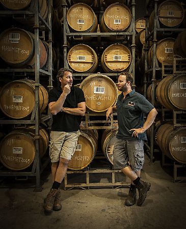 Chris with Charlie Seppelt at Yangarra Winery. Photo :   David Parkinson