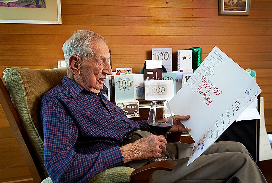 Ray Beckwith on his 100th birthday. Photo : Milton Wordley 