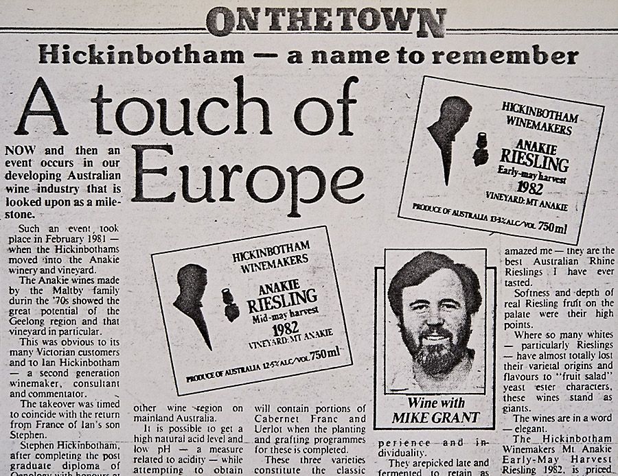 Hickinbotham,  A touch of Europe : Story by Mike Grant.