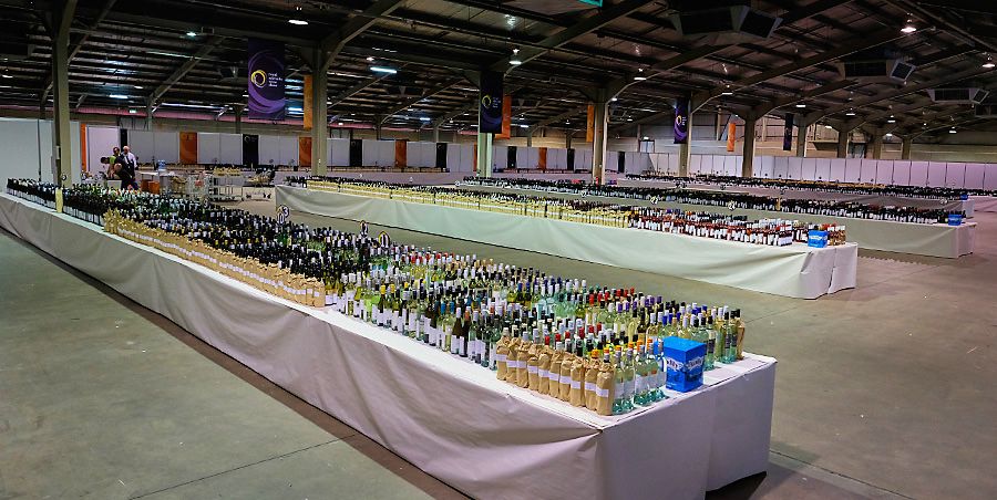 Some of the 2,771 wines for judgeing at the Royal Adelaide Wine show.  Photo : Milton Wordley