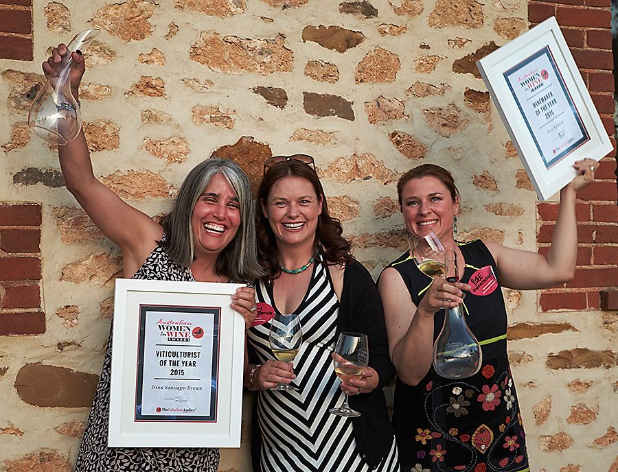 McLaren Vale Women in Wine Awards finalists.  Irina Santiago-Brown, Briony Hoare and Rose Kentish. Photo :  Milton Wordley