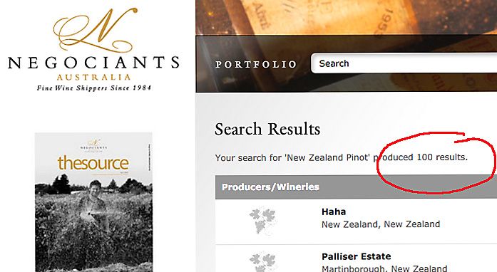 A search for NZ Pinot on the Negociants  sites brings up 100 results.