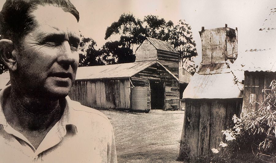 Murray Tyrrell out front of Old Hut. Photo : Tyrrell's archive.