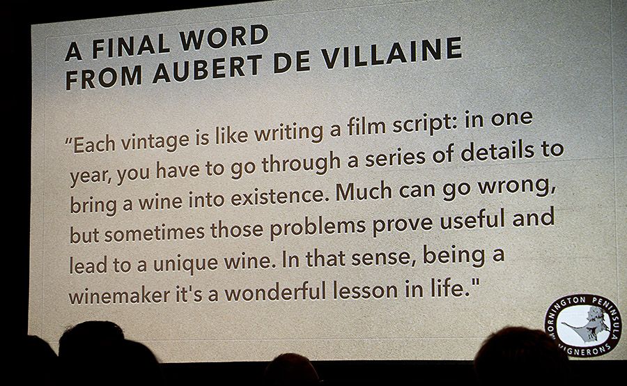 Tim Atkin MW, finished his 2015 MPIP celebration key note address with some words from co-owner and co-director of the Domaine de la Romance-Conti Aubert de Villaine.