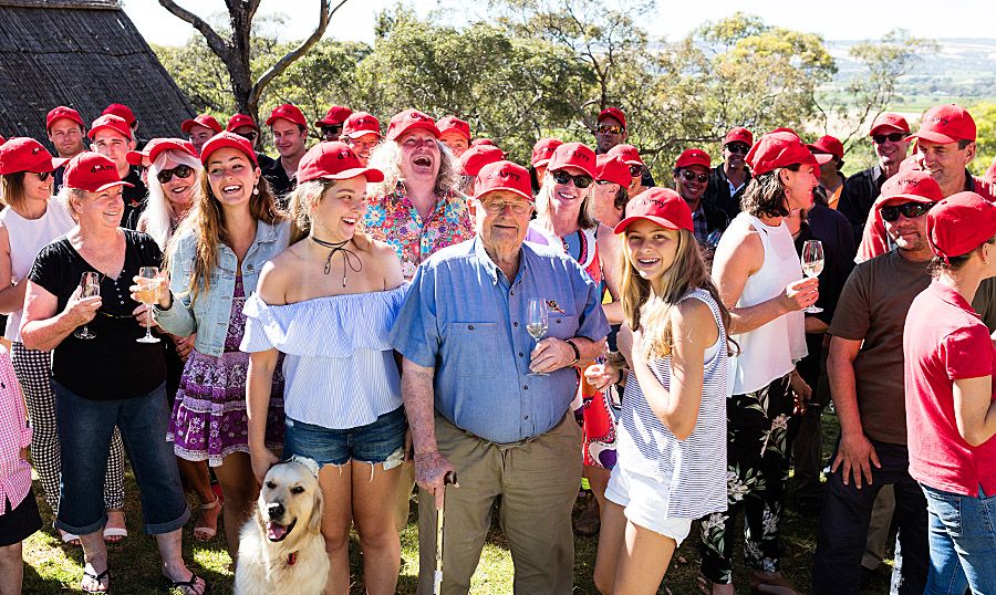 d’Arenberg's party for d’arty, Every one got a red hat. Photo courtesy d'Arenberg.