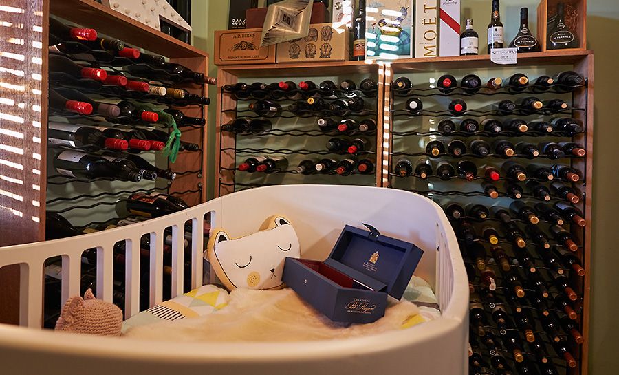 The wine room has made way for Clairette's cot : Photo © Milton Wordley