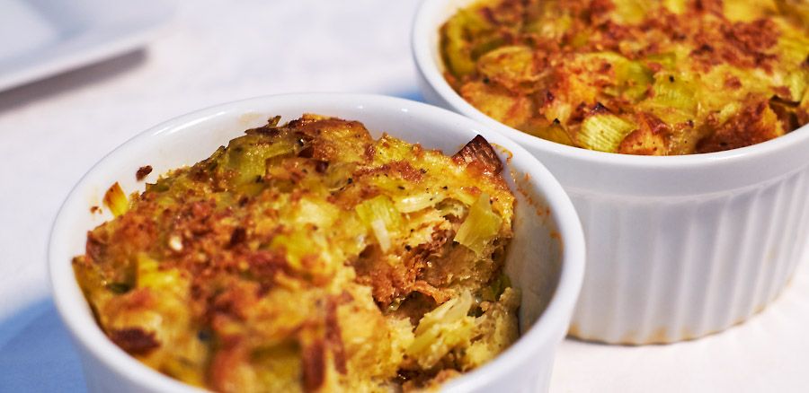Daryl’s Leek bread and butter pudding.