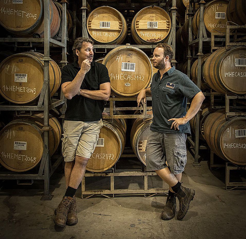 Chris with Charlie Seppelt at Yangarra Winery. Photo :   David Parkinson