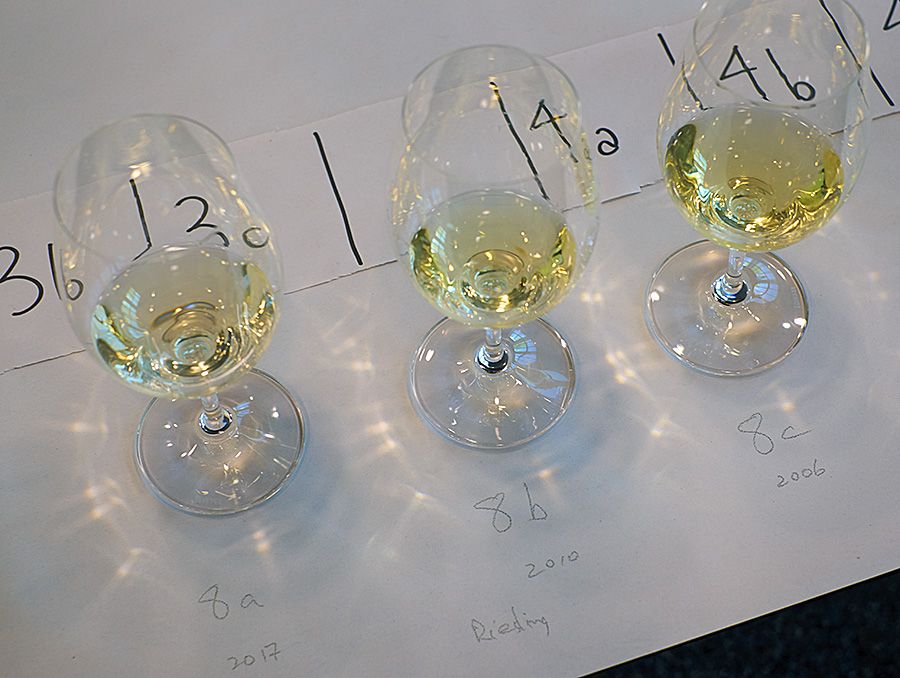 An entry in the Provinance class: three vintages of Riesling  : Photo © Milton Wordley.