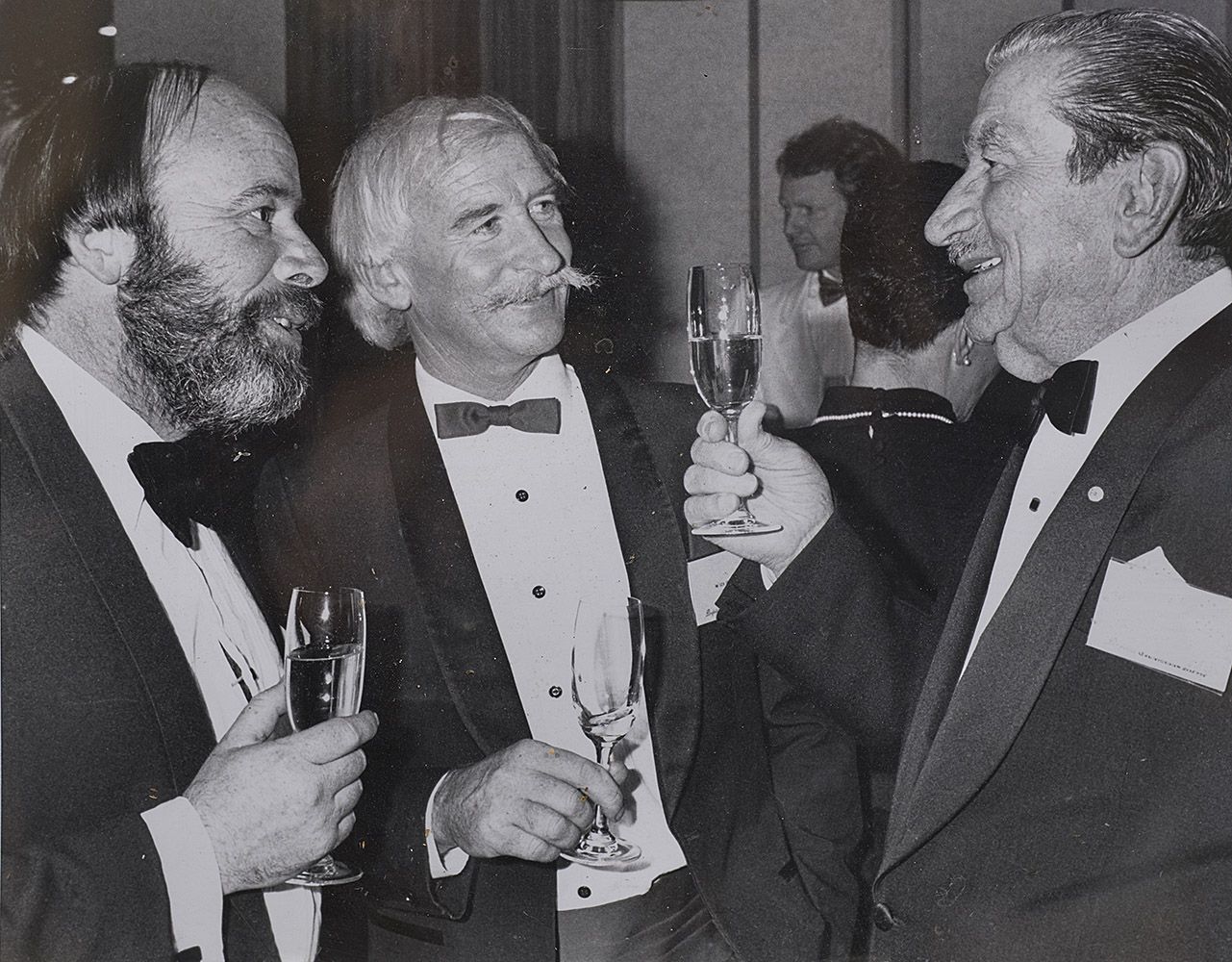 Ken with Richard Farmer ( Farmer Bros ) and Max Schubert, at Max’s retirement journey across Australia in 1988  : Photo courtesy  Canberra Times 