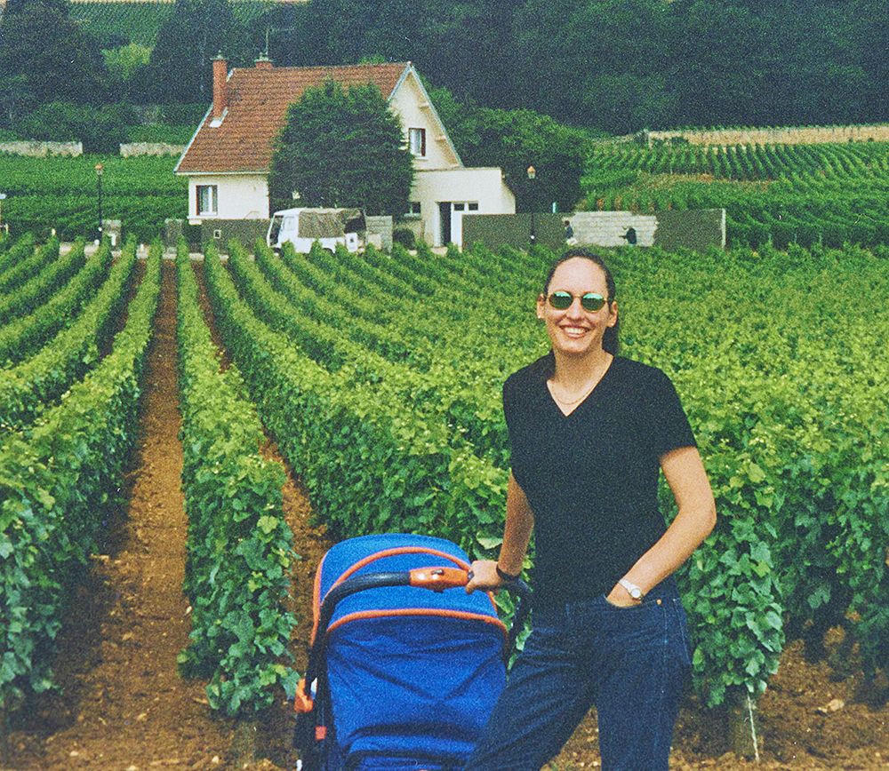 Tamara in Burgundy with son Jai in July 2000.