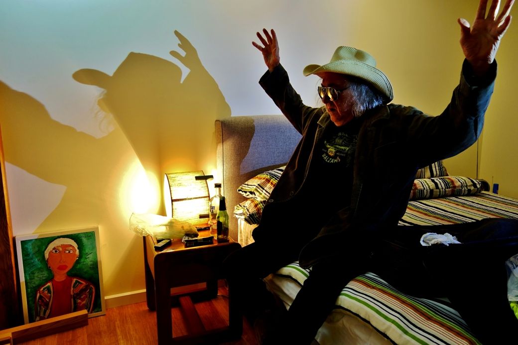 'Feeling the spirit move' : Whitey's Self Portrait one night at our place in Aldinga Beach.