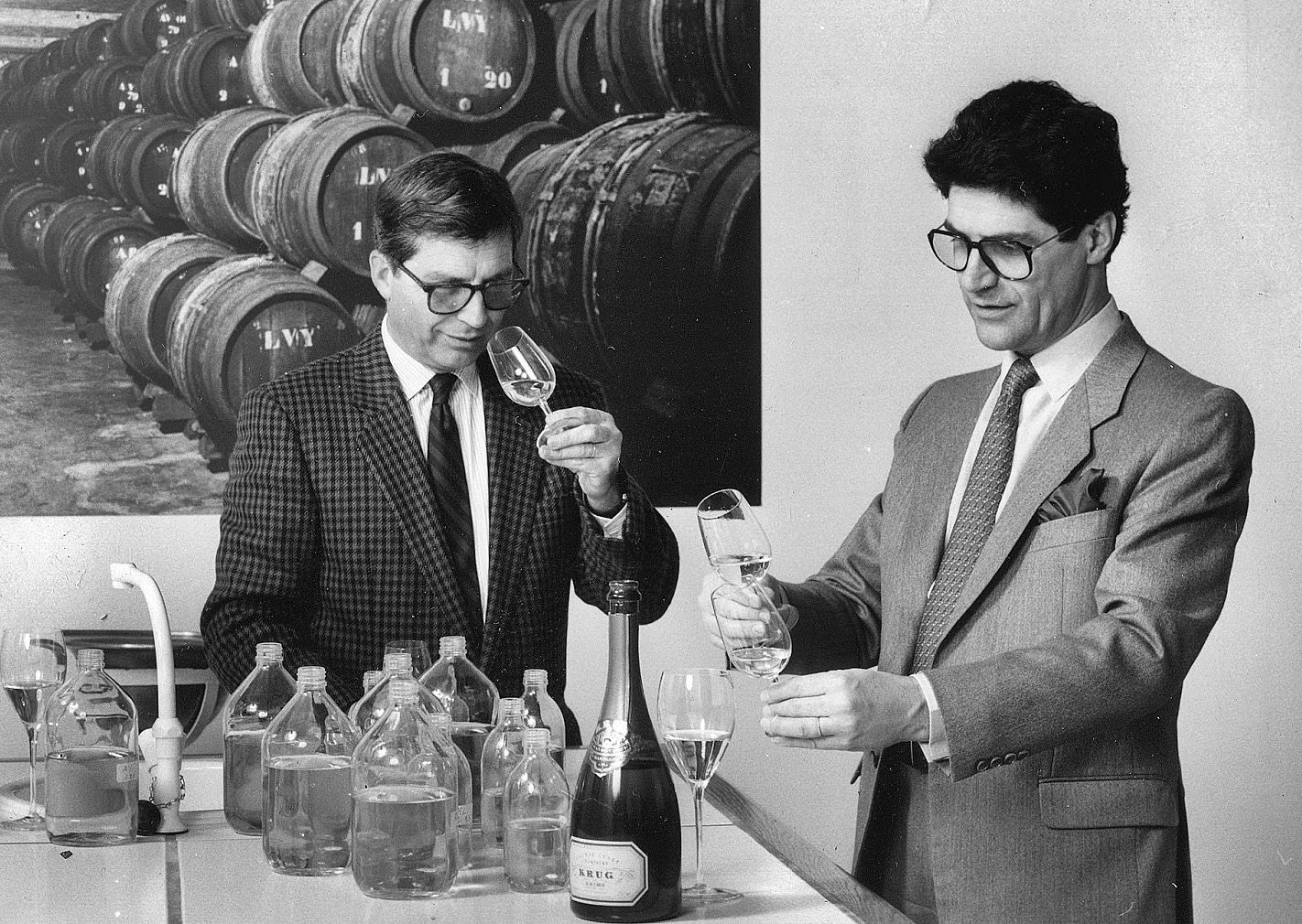 Brothers Henri and Remi Krug, planning assemblage. Photo courtesy Philip White  @ Drinkster.