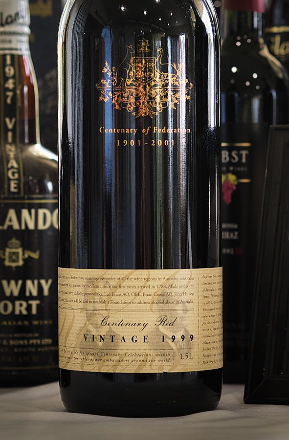 Another multi region fund raiser : The 1999 Centenary Red, made to raise funds for the National Wine Centre and part of the 'Barossa Old Crusties' Auction Lot 16L  : Photo © Milton Wordley.