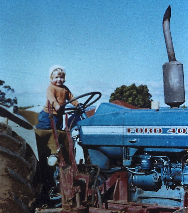 A young Adrian on the Hoffman tractor