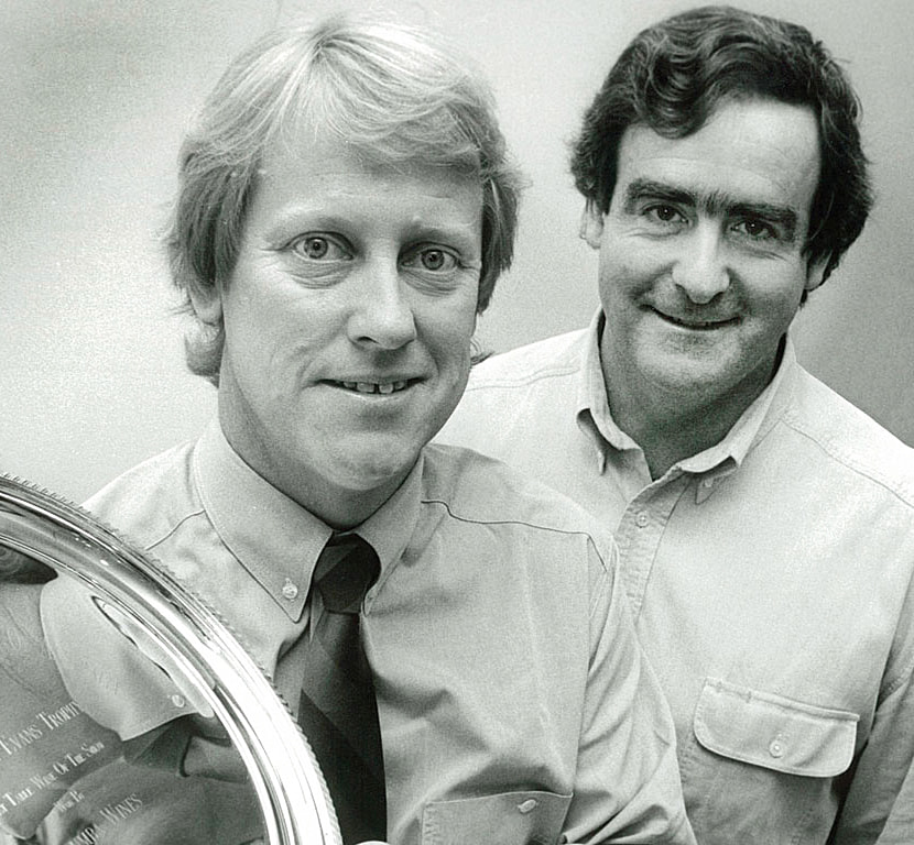 Robert Hill Smith now the Proprietor / Chairman of Australia's oldest family owned winery Yalumba, and the then Chief Winemaker Brian Walsh with the 'Len Evans' trophy at the National Wine show in 1993 : the year Louisa started full time at Yalumba.